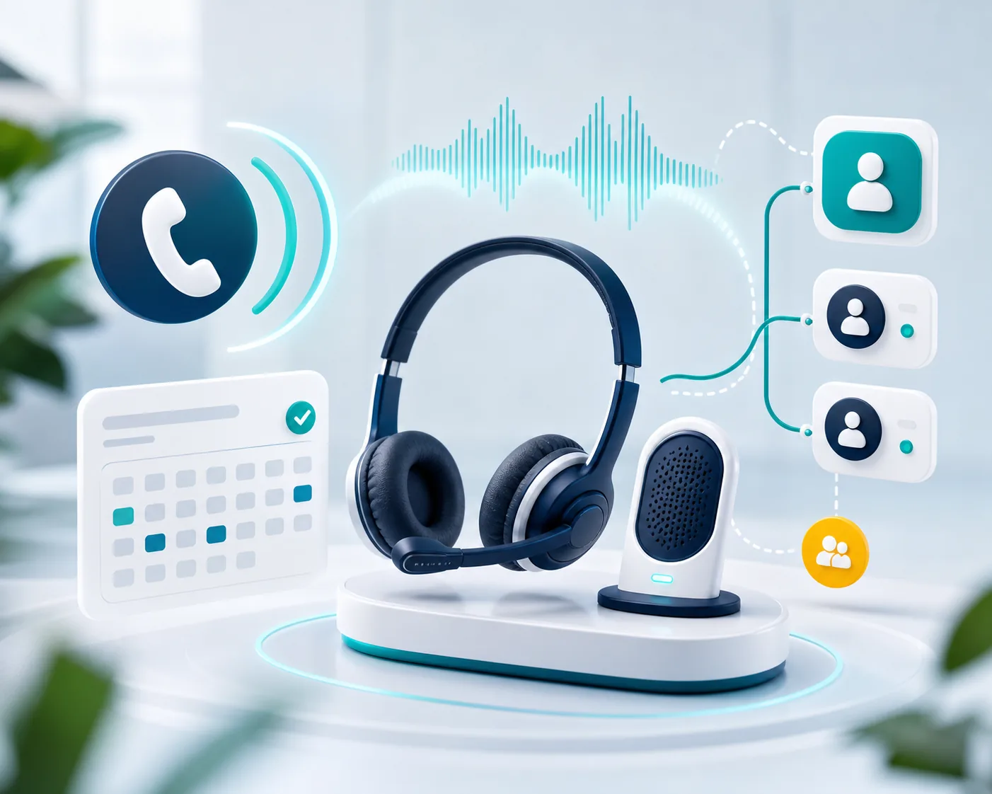 AI voice reception headset, call routing, and appointment workflow