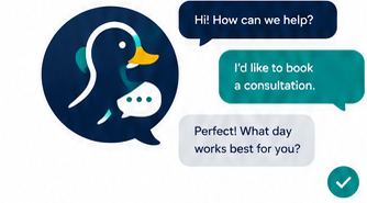 DuckTele chatbot booking conversation